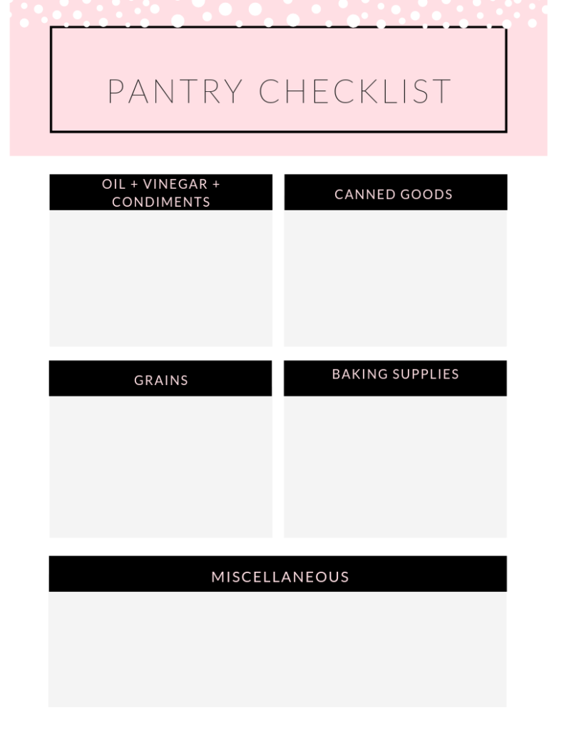 NEW blank pantry checklist