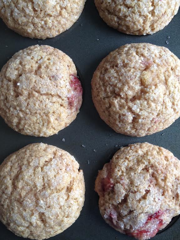 Whole Wheat Roasted Strawberry Muffins