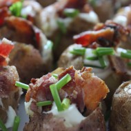 Mini Baked Potatoes with Bacon + Chive Sour Cream