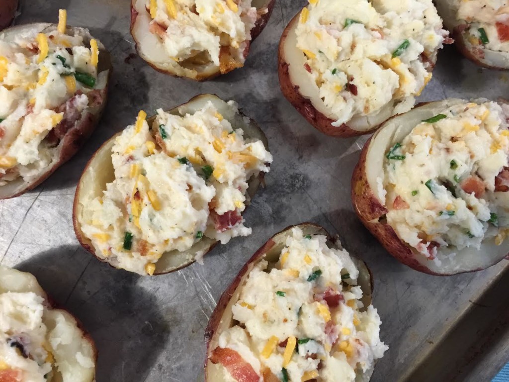 Twiced Baked Potatoes with Bacon, Cheddar + Chives