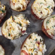 Twiced Baked Potatoes with Bacon, Cheddar + Chives