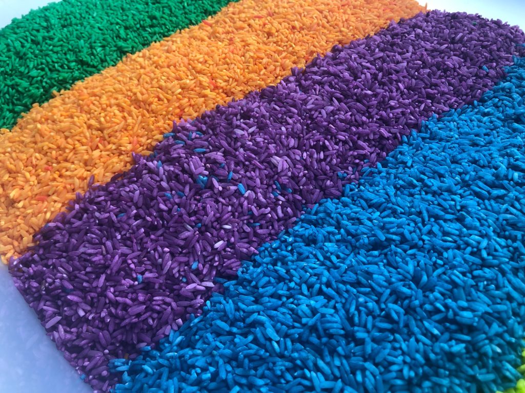 Rainbow Rice Sensory Box for Toddlers