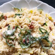 Sundried Tomato Orzo with Roasted Squash + Zucchini