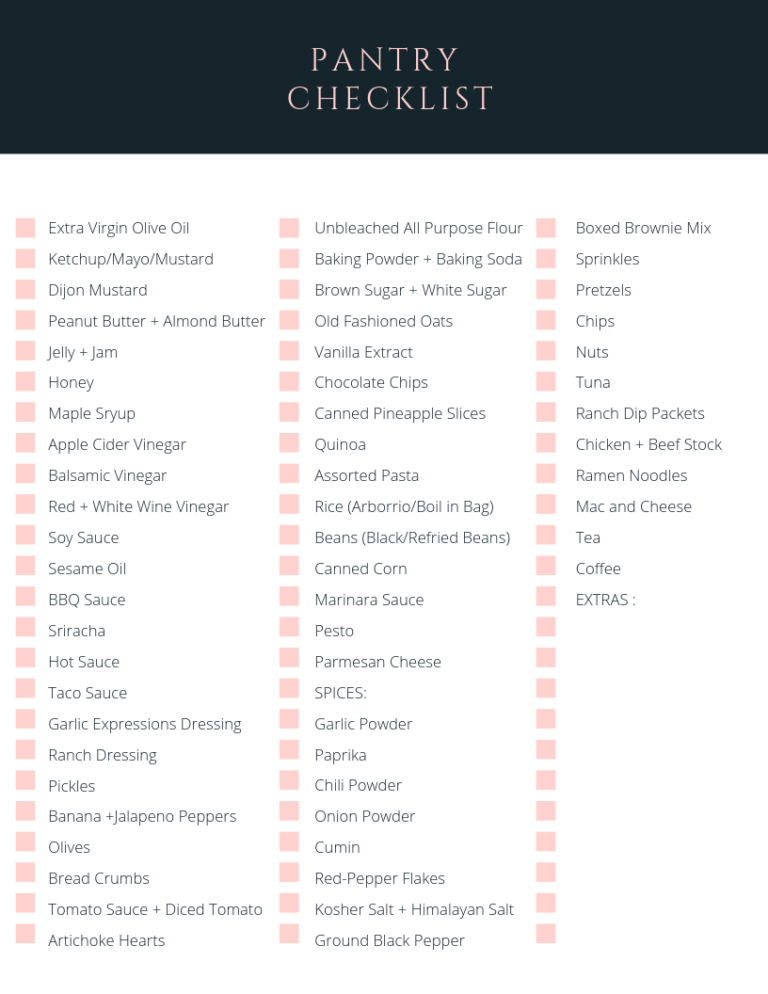Pantry Checklist (Free Printables!) - The . Thome . Home